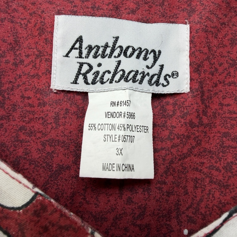 Anthony Richards Women's Red Floral Hawaiian MuuMuu House Dress Pockets 3XL Plus - Picture 6 of 13